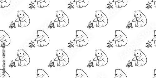 Bear seamless pattern polar bear vector camping isolated wallpaper background illustration cartoon white