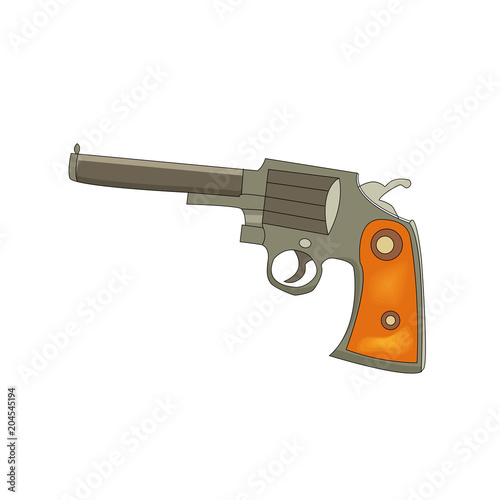 Vector illustration of a  revolver. Cartoon style. Wild west theme.