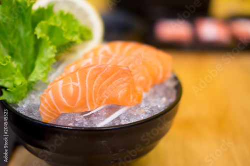 Japan raw salmon slice or salmon sashimi