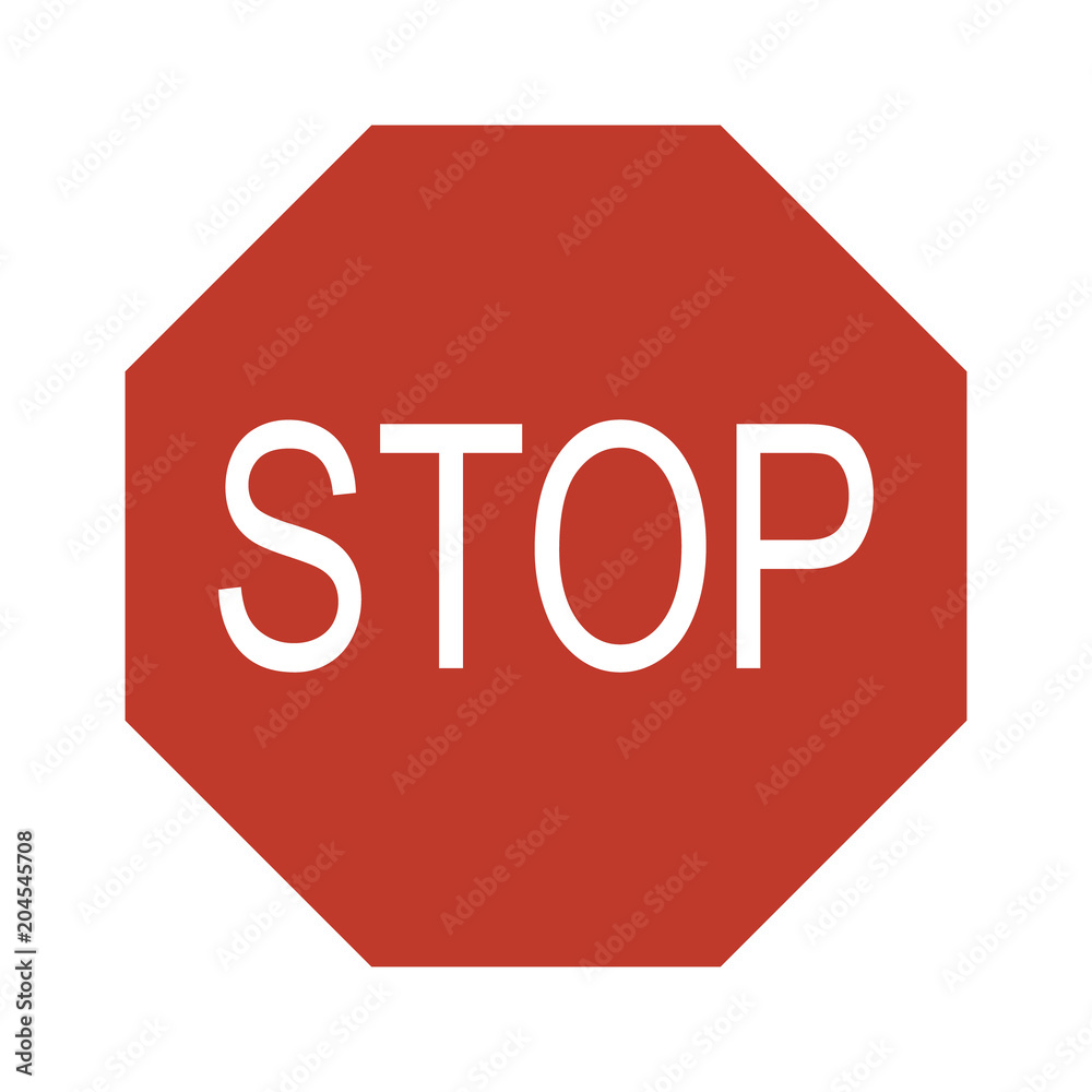 Stop road sign set. Warning road information for drivers and pedestrians, no cars are coming signing system signal. Vector illustration isolated on white background Stop road sign set. Warning road information for drivers and pedestrians, no cars are coming signing system signal. Vector illustration isolated on white background