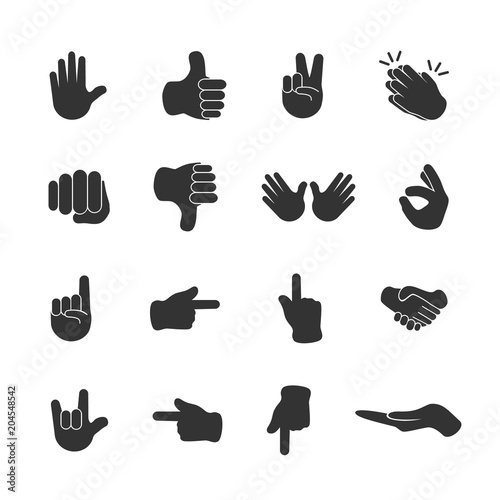 Vector image of set hand icons.