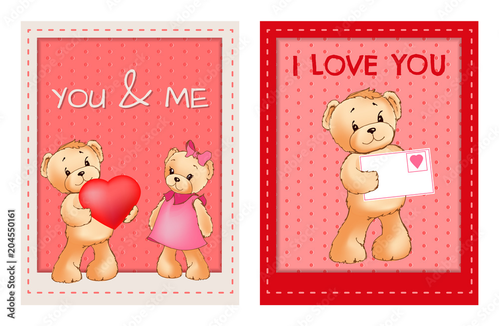 I Love You and Me Teddy Bears Vector I Love You and Me Teddy Bears Vector