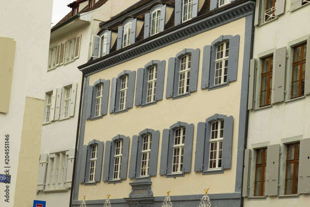 facades of old buildings in the city center