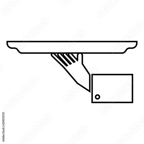 Hand with tray icon black color illustration flat style simple image