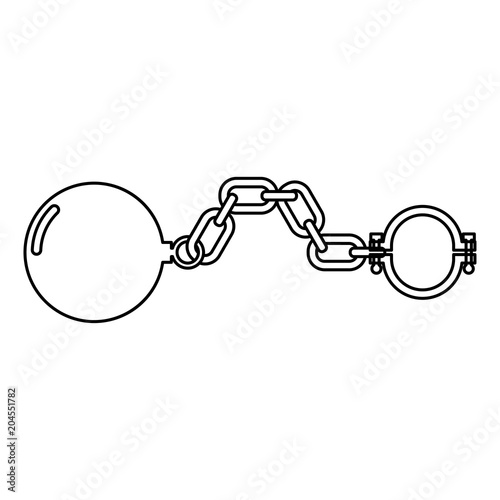 Shackles with ball icon black color illustration flat style simple image