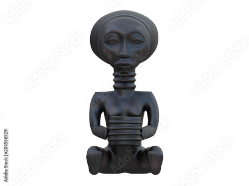 black african sculpture of a woman with a vessel isolated on a white background 3d rendering