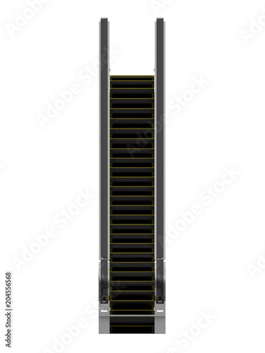 escalator or electric stairs front or side view isolated on a white background 3d rendering