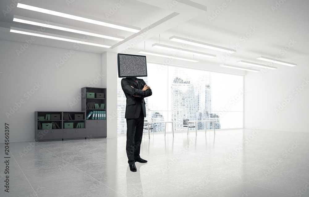 Businessman with TV instead of head. Businessman with TV instead of head.