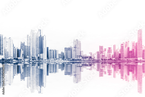 modern skyline abstract style skyscraper buildings on white background -