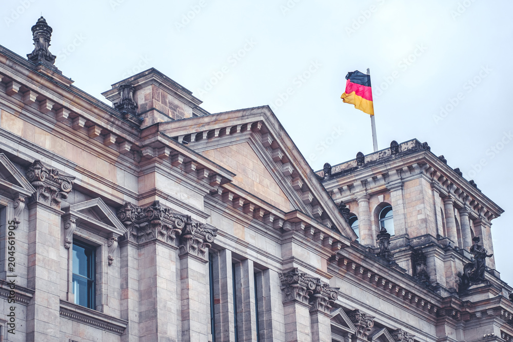 Obraz premium Reichstag building exterior - historic facade detail of the Reichstag , Berlin