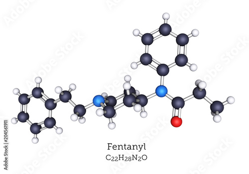 Ball-and-Stick Molecular Model of Fentanyl