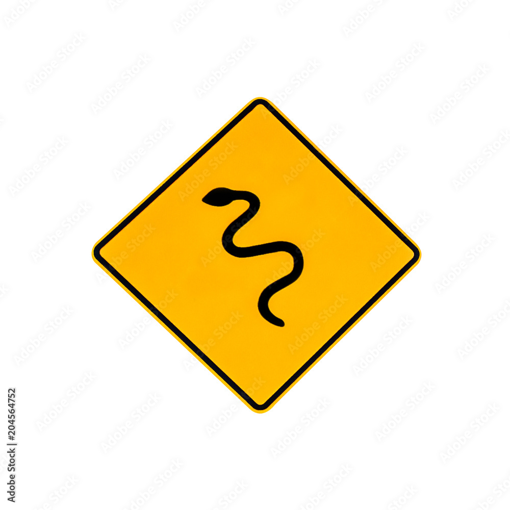 Australian wildlife warning road sign for reptiles and snakes on the road and highways of Australia. Isolated on white. Australian wildlife warning road sign for reptiles and snakes on the road and highways of Australia. Isolated on white.