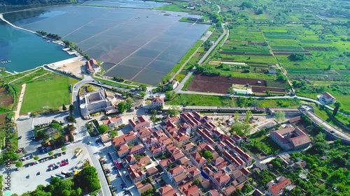 Ston bay and old town aerial view, Dalmatia region of Croatia