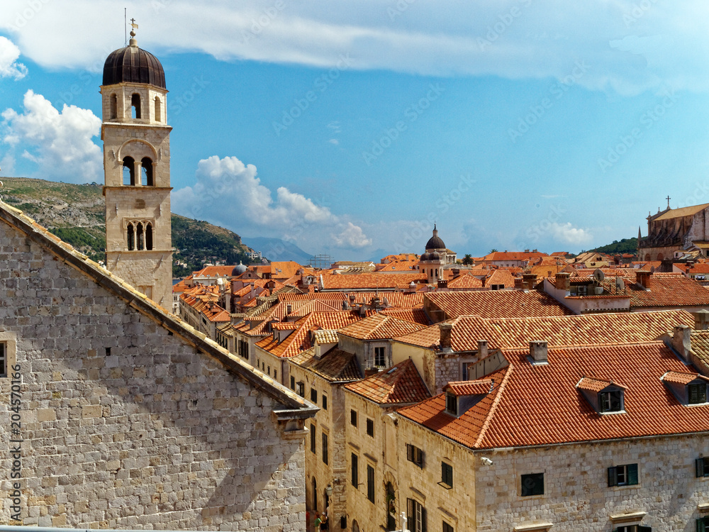 Red tile rooftops of the iconic old town in Dubrovnik, Croatia