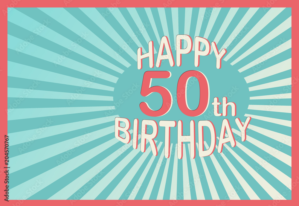 Happy 50th Birthday in cartoon style Stock Illustration | Adobe Stock