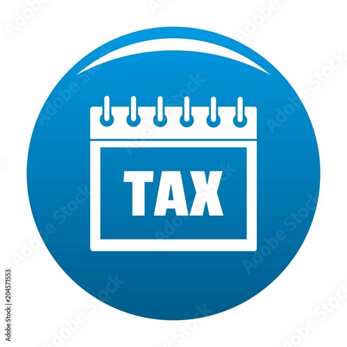 Calendar of tax icon. Simple illustration of calendar of tax vector icon for any design blue