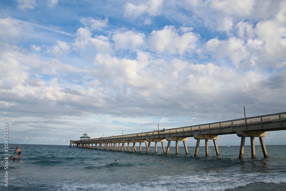 North Side of Deerfield Beach, Florida Pier in Late Afternoon Sun