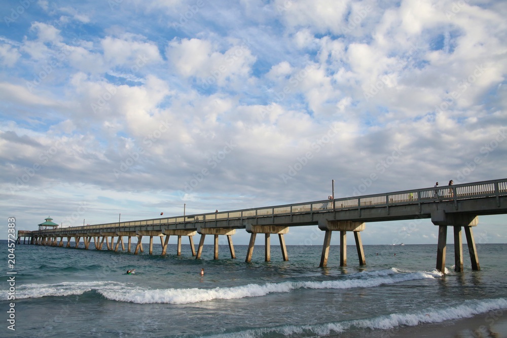 North Side of Deerfield Beach, Florida Pier in Late Afternoon Sun