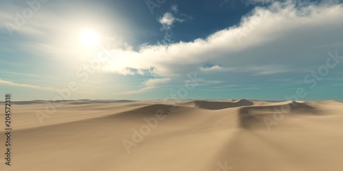 Fototapeta Naklejka Na Ścianę i Meble -  desert at sunset, sand and sun, sandy desert under the sky,
