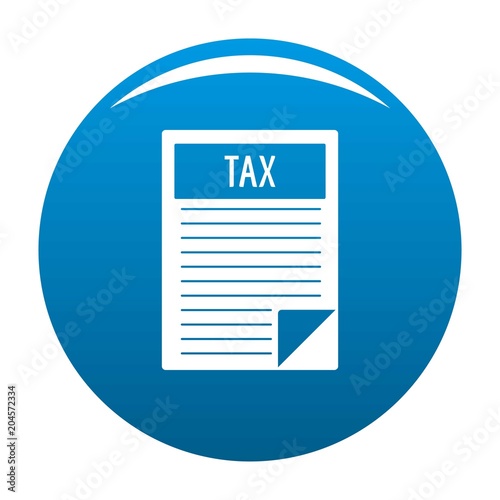 Tax sheet icon. Simple illustration of tax sheet vector icon for any design blue