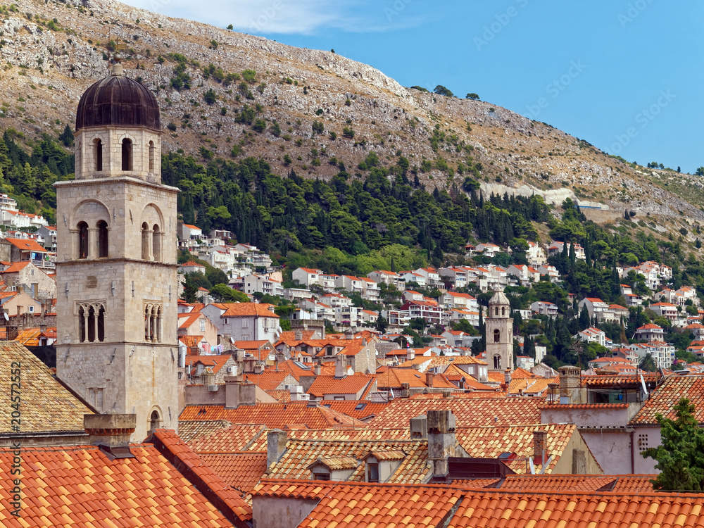 Overlook from the medieval city walls of the iconic Dubrovnik, Croatia