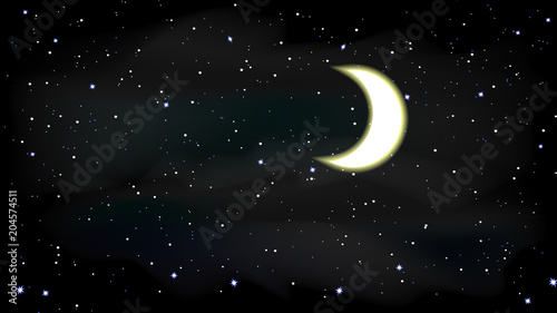 stars moon sky night illustration