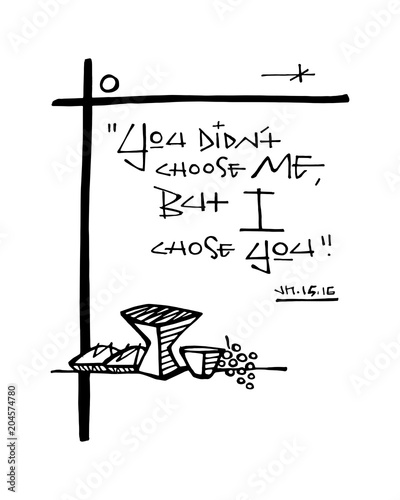 Religious christian phrase ink illustration