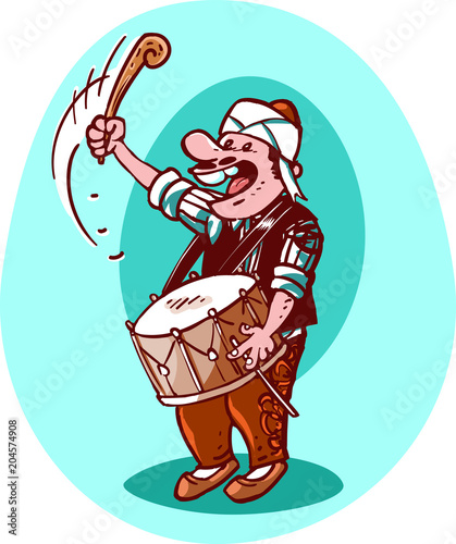 ramazan davulcusu karikatür tarzı illustrasyon