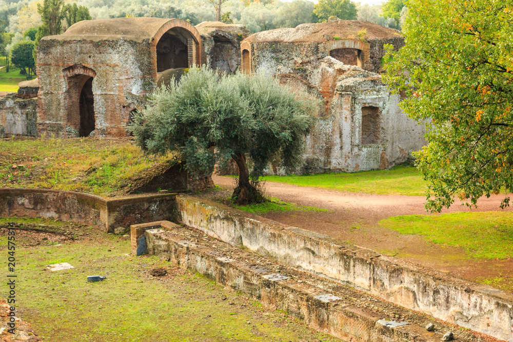 Italy, Central Italy, Lazio, Tivoli. Hadrian's Villa. UNESCO world heritage site. The Grand Thermae.