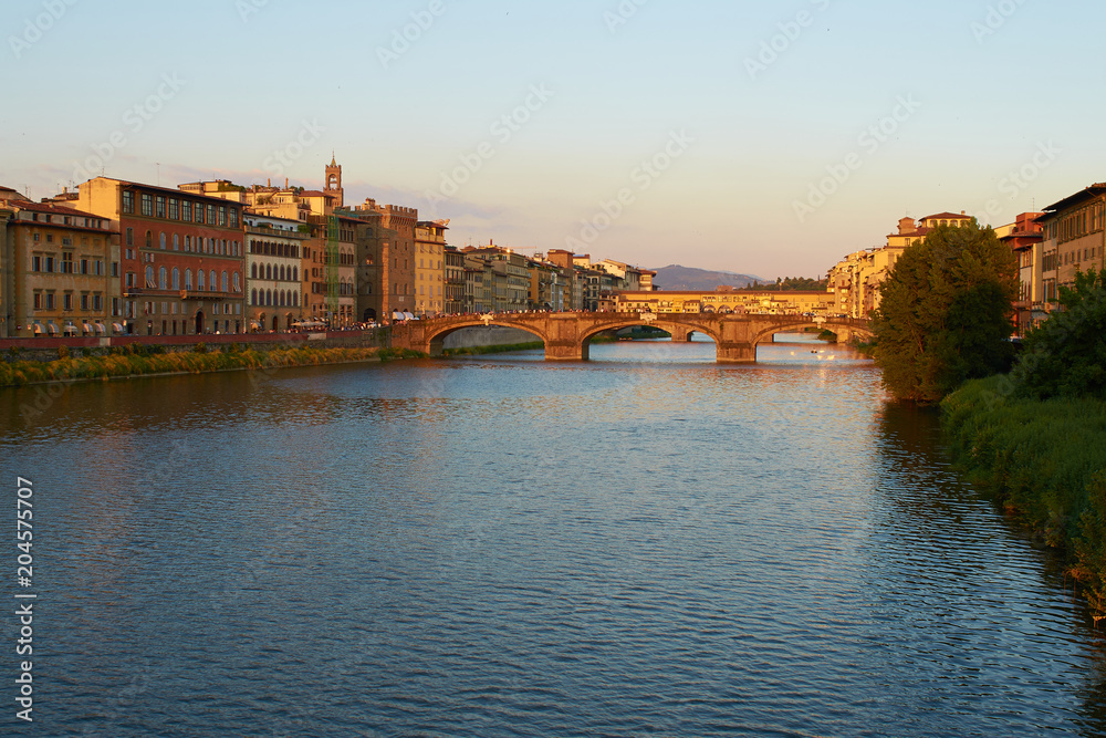 The Arno River at sunset, Florence, Italy