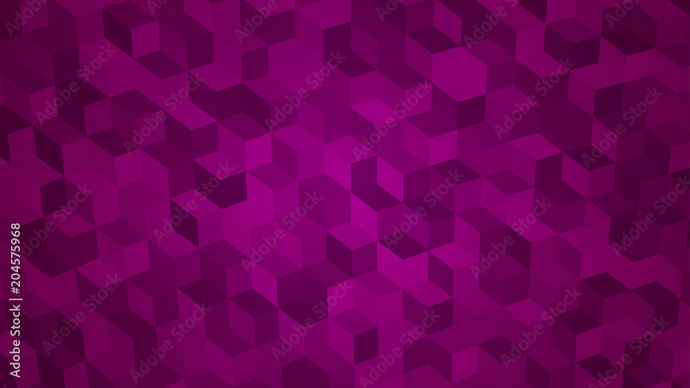 Abstract background of isometric cubes in purple colors.