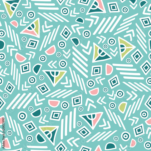 Pastel tribal abstract seamless repeat pattern. Great for folk modern wallpap...