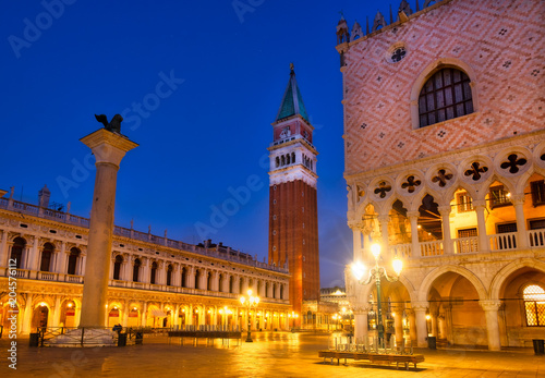 Scenic view of Piazza San Marco at night, Venice, Italy © Martin M303