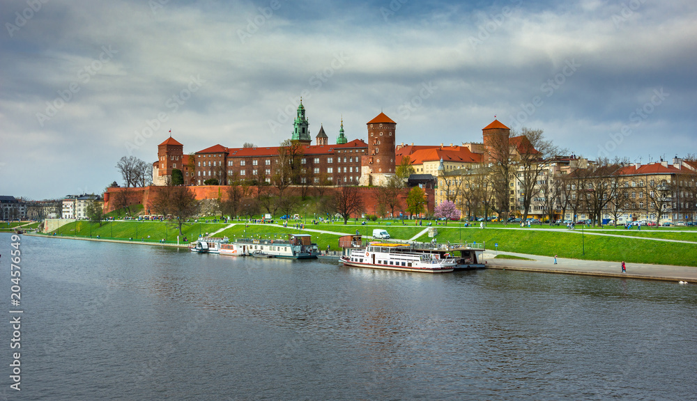 Obraz premium Wawel castle famous landmark in Krakow Poland. 