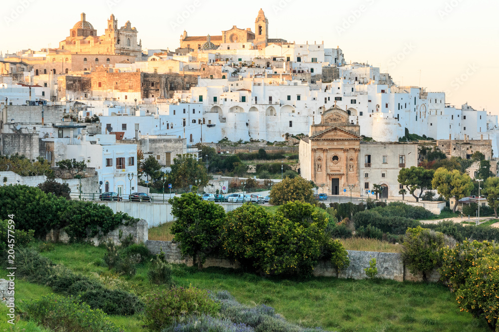 Italy, SE Italy, Ostuni. City scape of Old town. The 