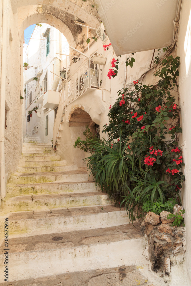 Italy, SE Italy, Ostuni. City streets. Old town. The 