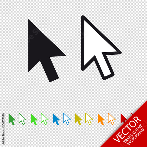 Computer Mouse Click Pointer Arrow - Vector Icon - Isolated On Transparent Background