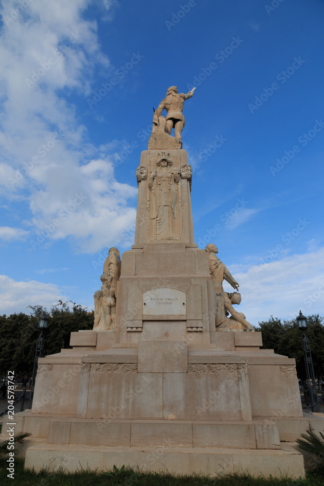 Italy, southern Italy. Puglia. Small comune of the Metropolitan City of Bari, Monopoli, Statue of Sacred Verses.