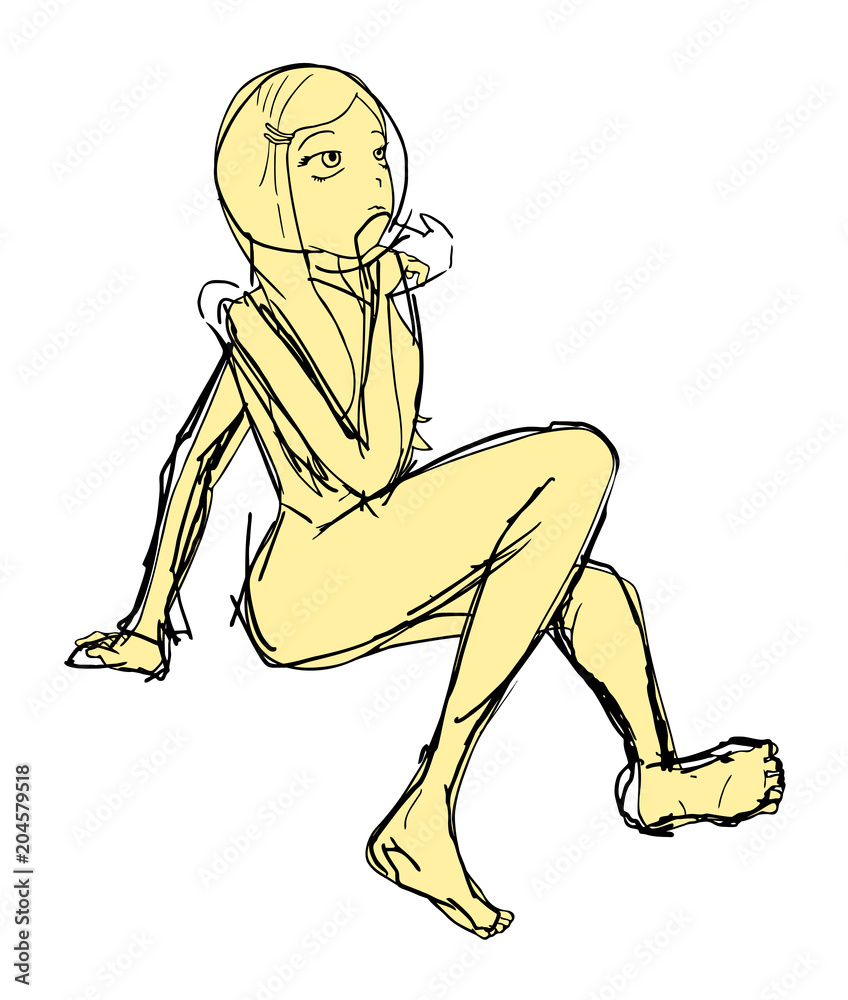 Fototapeta premium pretty woman draw