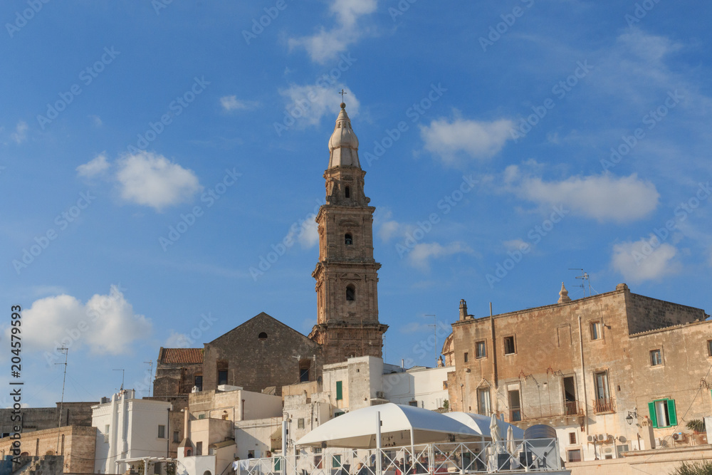 Italy, SE Italy,  province of Bari, region of Apulia, Monopoli.  Bell tower of cathedral.
