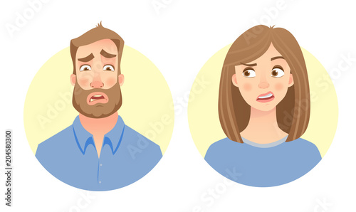 male and female face