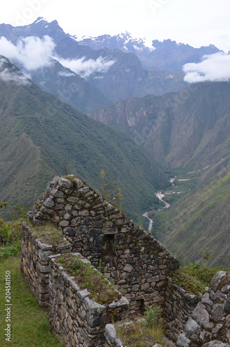 Inca ruins at Winay Wayna on the Inca Trail to Machu Picchu, Peru