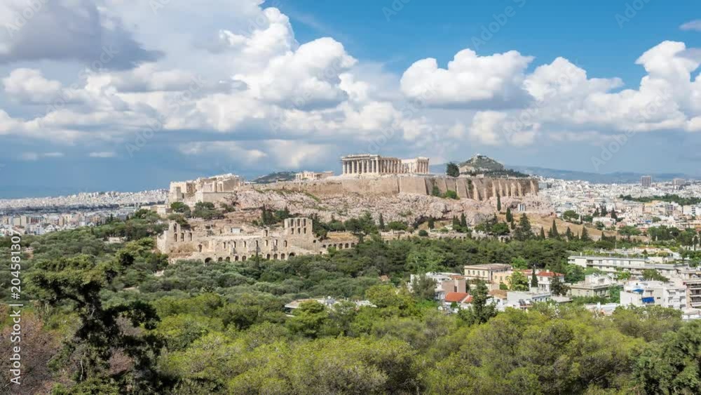 daytime acropolis time lapse with clouds above daytime acropolis time lapse with clouds above