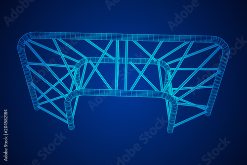 Truss girder element. Wireframe low poly mesh vector illustration.