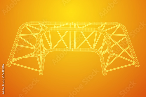 Truss girder element. Wireframe low poly mesh vector illustration.
