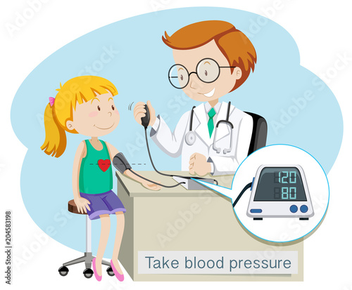 A Girl Take Blood Pressure with Doctor