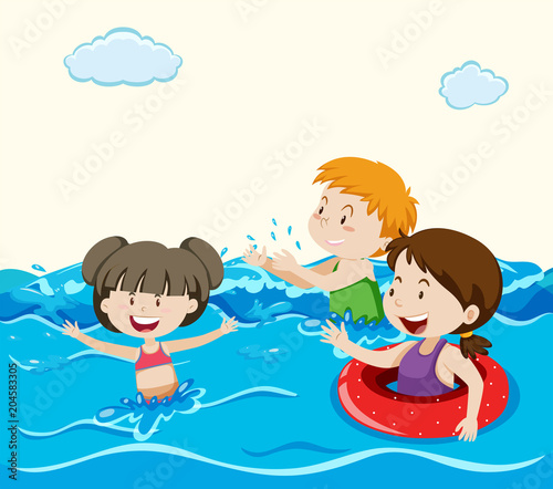 Kids Swimming in the Sea © blueringmedia