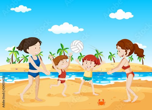 People Playing Volleyball at the Beach