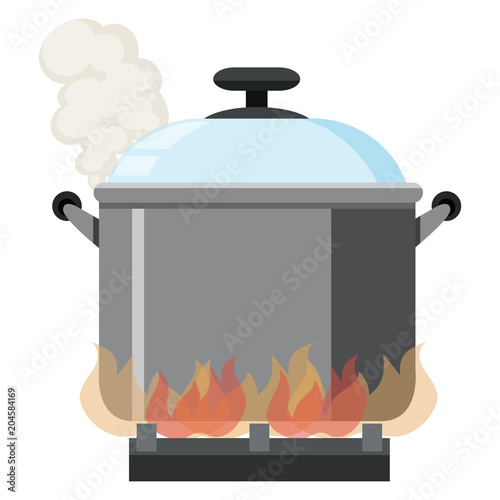 Fire Flame Pot on White Background