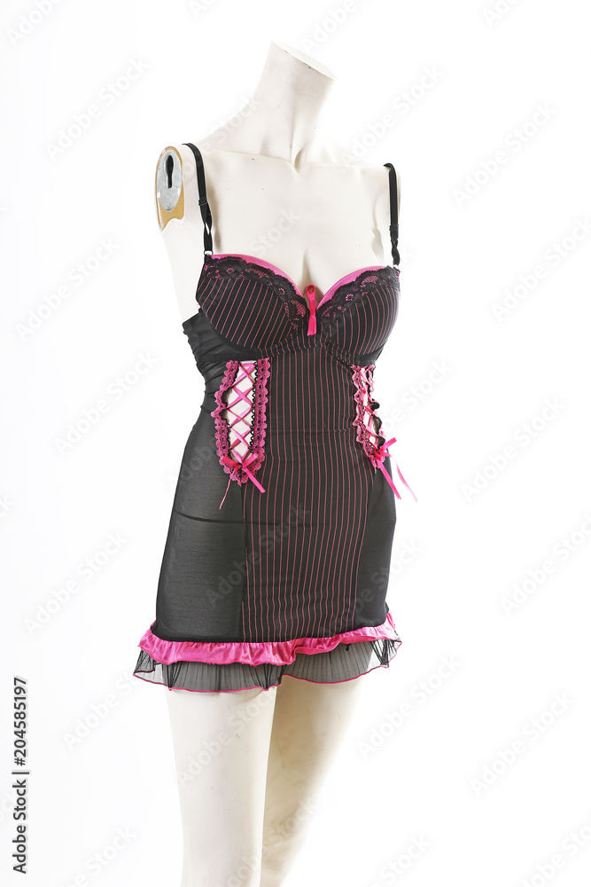 Black pink Babydoll sexy lingerie on mannequin full body shop display.  Woman fashion styles, clothes on white studio background. Photos | Adobe  Stock